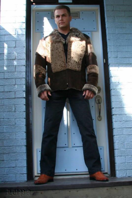 Hunter - mens long brown coloured shearling jacket